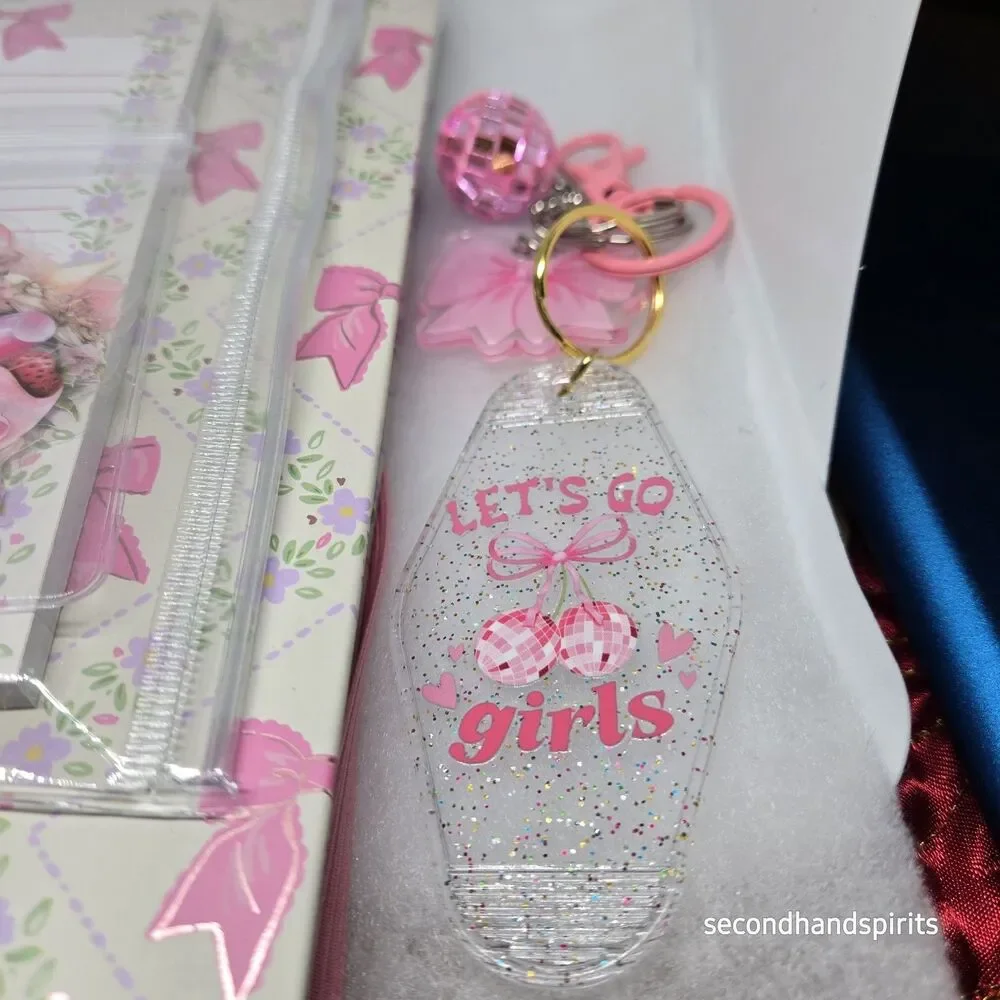 Journal  Notebook Pink Girlie Coquette ,matching Pen,keychain And Stickers Kit